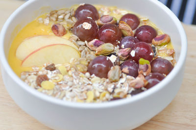 Close-up of breakfast served in bowl