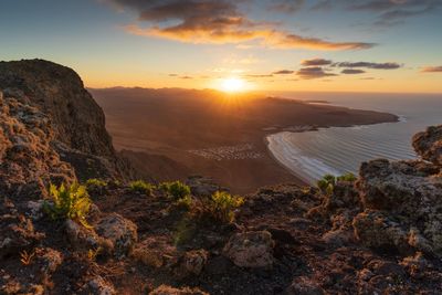 Scenic view of sea against sky during sunset