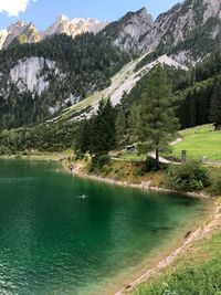 Scenic view of lake and mountains