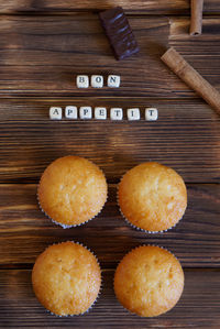 Directly above shot of cupcakes on table