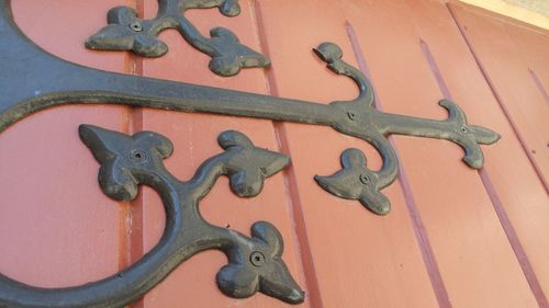 Close-up of rusty metal on wall