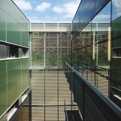 Low angle view of modern building against sky