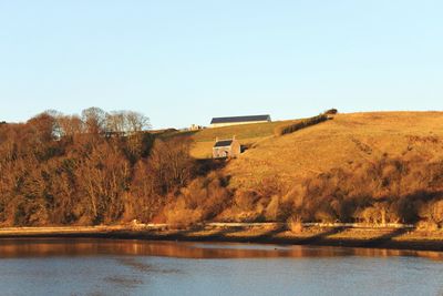 Scenic view of landscape against clear sky