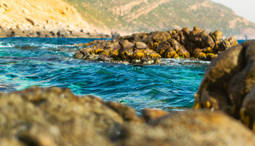 Rock formation on beach