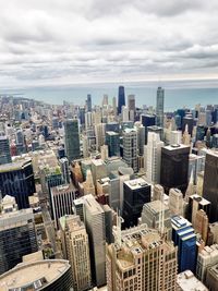 High angle view of cityscape against sky