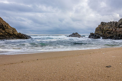 Scenic view of beach against sky