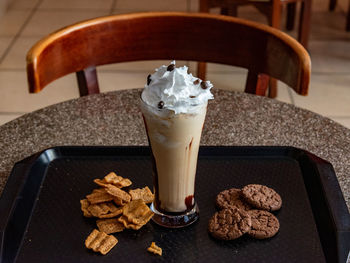 Close-up of coffee cup on table