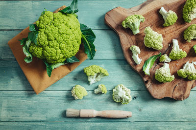High angle view of chopped vegetables on cutting board