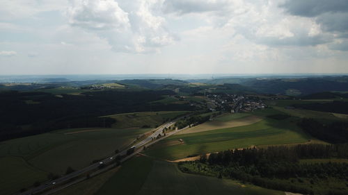 Aerial view of landscape against sky