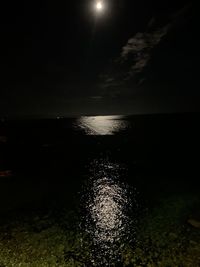 Scenic view of sea against sky at night