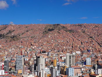 Top city view from la paz, the capital city of bolivia