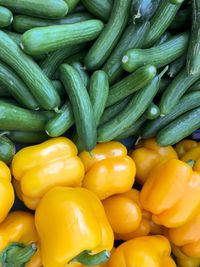 Full frame shot of bell peppers for sale at market stall