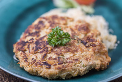 Close-up of meal served in plate