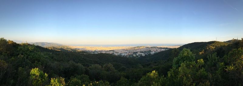 Scenic view of mountains against clear sky