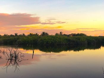 Scenic view of lake during sunset