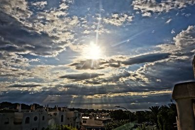 Panoramic view of residential district against sky