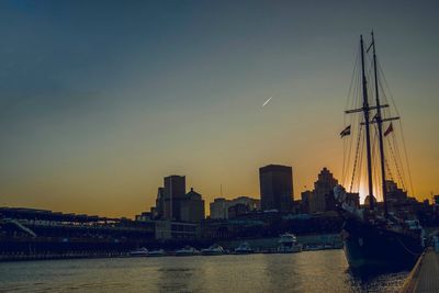 View of city at sunset