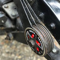 Close-up of clock on car