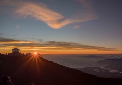 Scenic view of silhouette landscape against sky during sunset