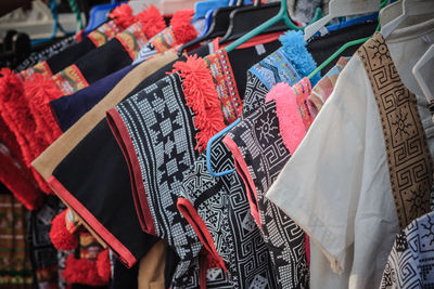 Close-up of clothes for sale at store 