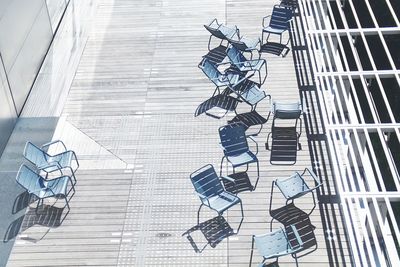 View of chairs on deck