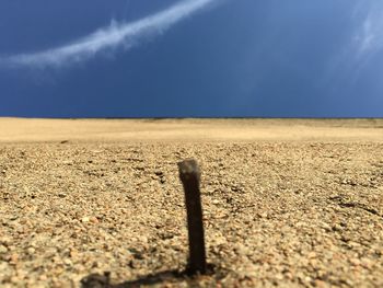 Scenic view of beach against blue sky