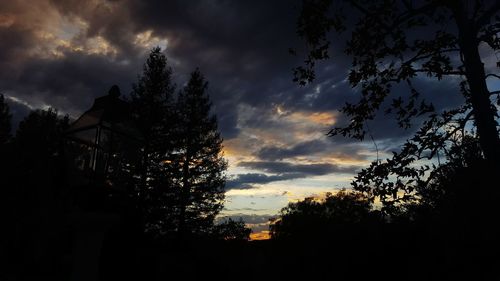 Silhouette trees against sky during sunset