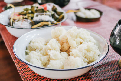 Close-up of meal served in plate