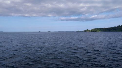 Scenic view of sea against cloudy sky