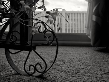 Low section of bicycle on window