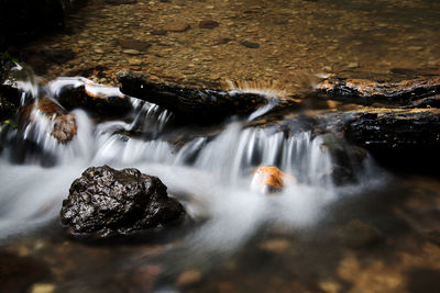 Water flowing through rocks