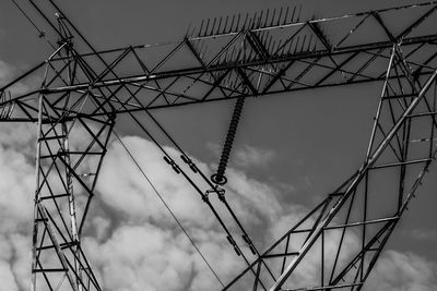 Low angle view of electricity pylon against sky