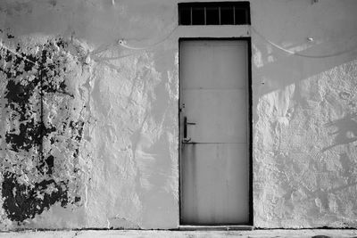 Closed door of old building
