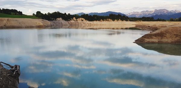 Scenic view of lake against sky