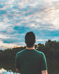 Rear view of man looking at view