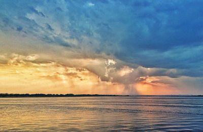 Scenic view of sunset over sea