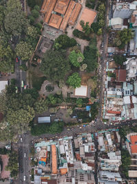 High angle view of street amidst buildings in city