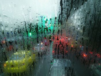 Close-up of water drops on glass