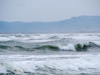 Scenic view of sea against clear sky