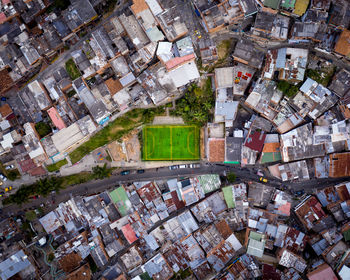 Aerial view of buildings in town