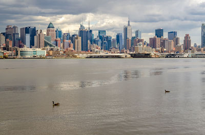 High angle view of city at waterfront