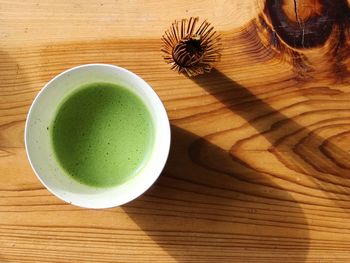 High angle view of tea on table