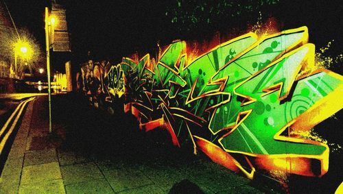 Illuminated lights at night