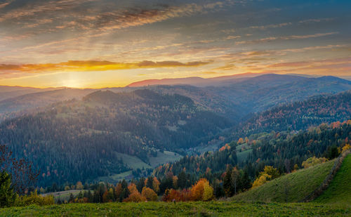 Scenic view of landscape against sky during sunset