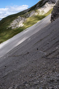 Scenic view of road by mountains against sky