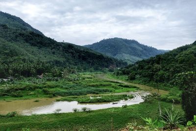 Scenic view of mountains against sky