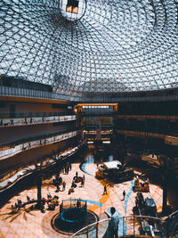 High angle view of people on roof