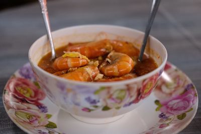 Close-up of soup in bowl