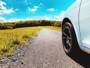 Bicycle parked on road