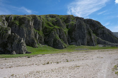 Rocky wall of the canyon scoppaturo in the plain of campo imperatore abruzzo